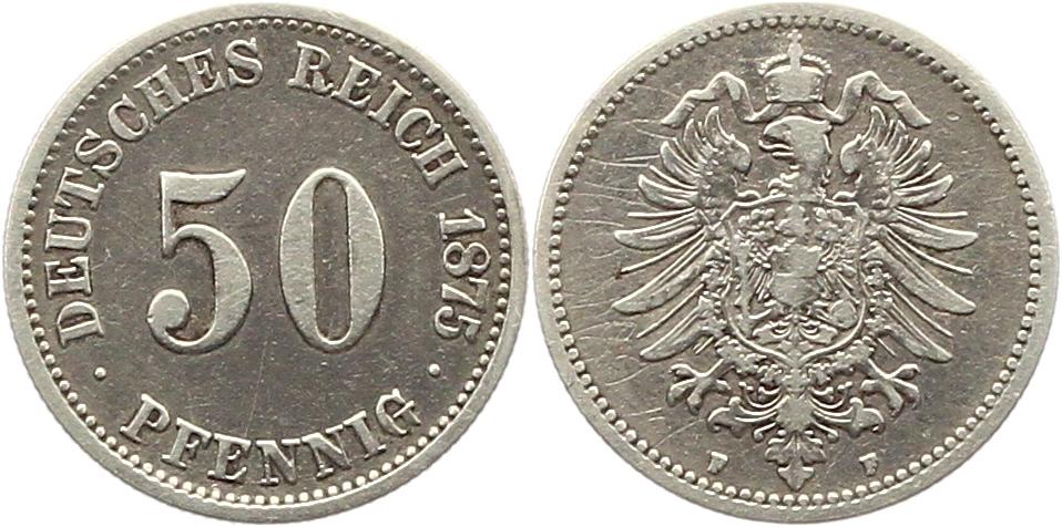  8313 Kaiserreich 50 Pfennig Silber 1875 F   