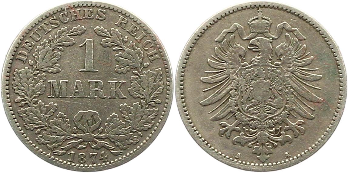  8323 Kaiserreich 1 Mark Silber 1874 A   