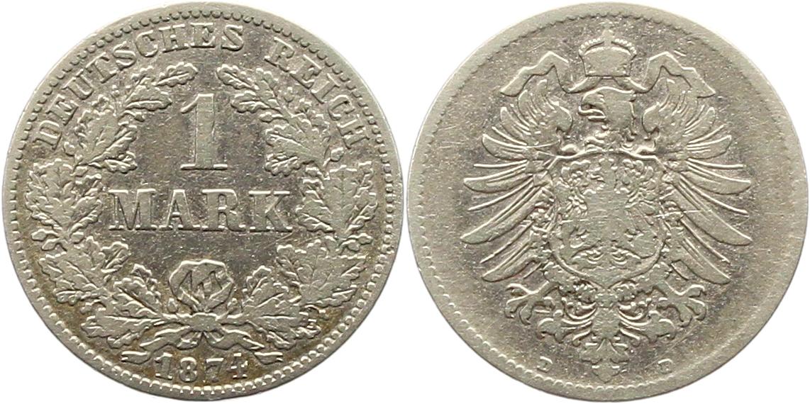  8325 Kaiserreich 1 Mark Silber 1874 D   