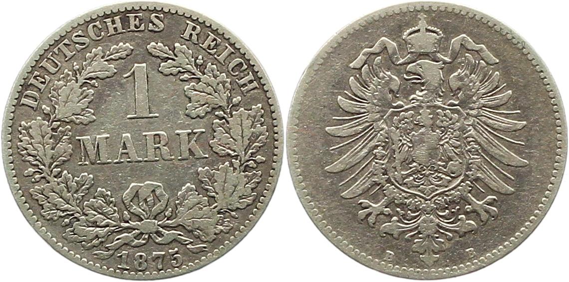  8329 Kaiserreich 1 Mark Silber 1875 B   