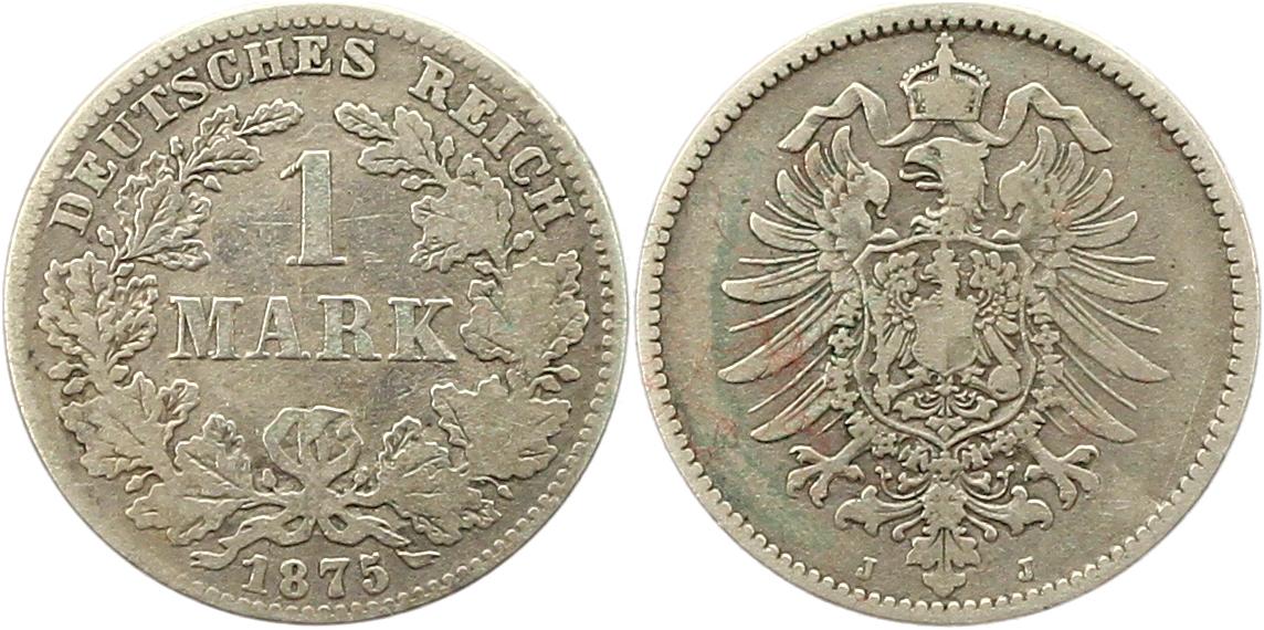  8334 Kaiserreich 1 Mark Silber 1875 J   