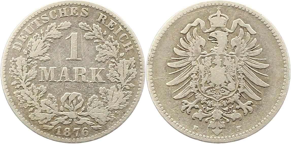  8339 Kaiserreich 1 Mark Silber 1876 H   