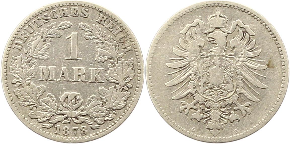  8346 Kaiserreich 1 Mark Silber 1878 G   