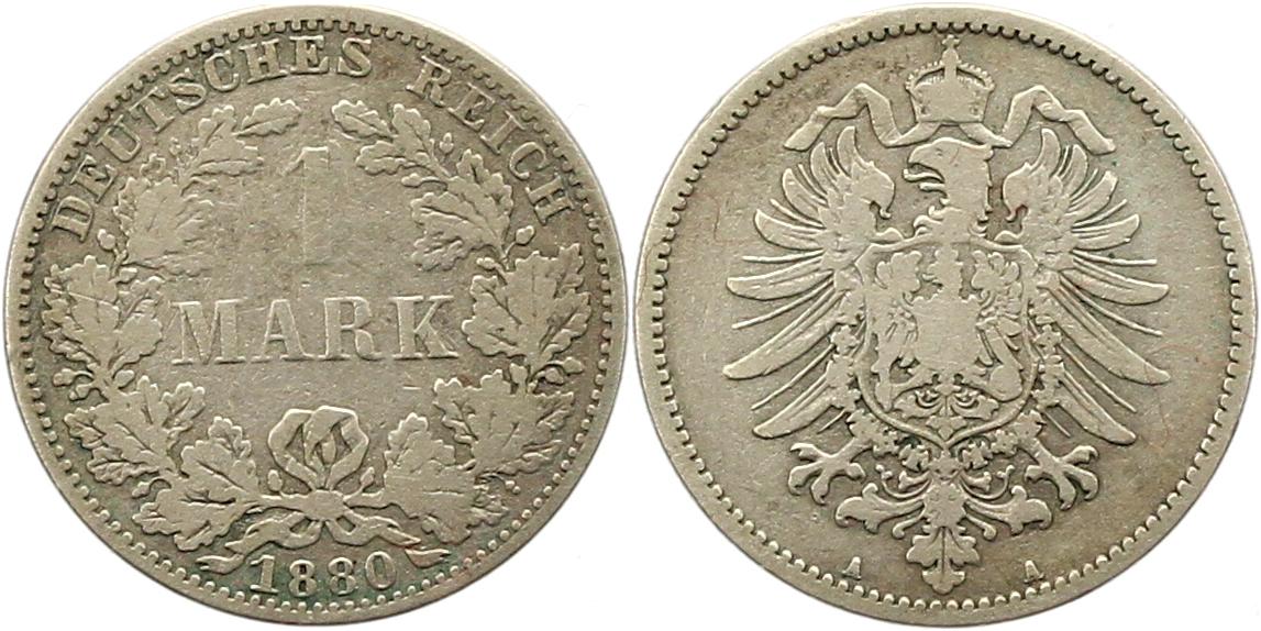  8348 Kaiserreich 1 Mark Silber 1880 A   