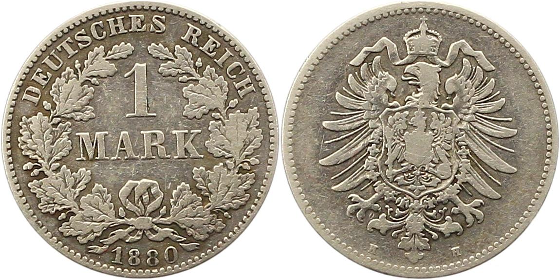  8352  Kaiserreich 1 Mark Silber 1880 H   