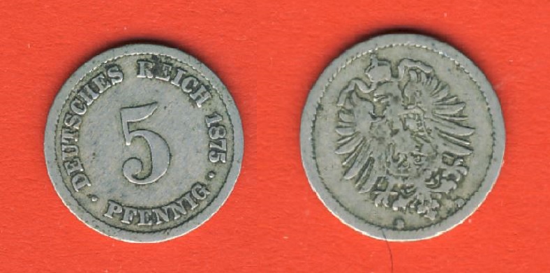  Kaiserreich 5 Pfennig 1875 B   