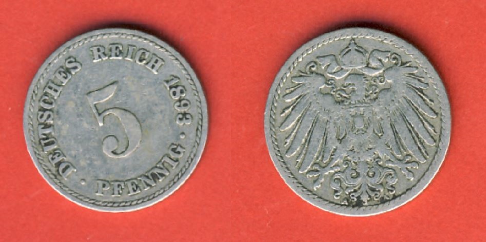  Kaiserreich 5 Pfennig 1893 A   