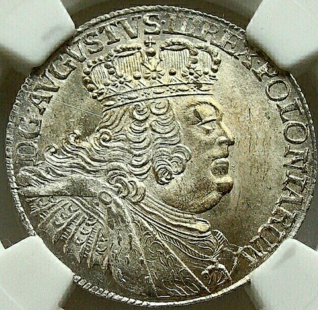 Friedrich August II 18 Gröscher 1755 EC-Lipsk NGC MS65