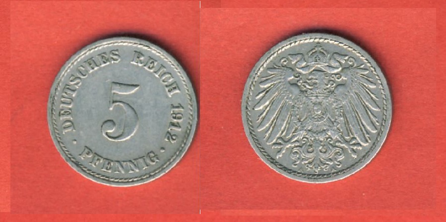  Kaiserreich 5 Pfennig 1912 A   