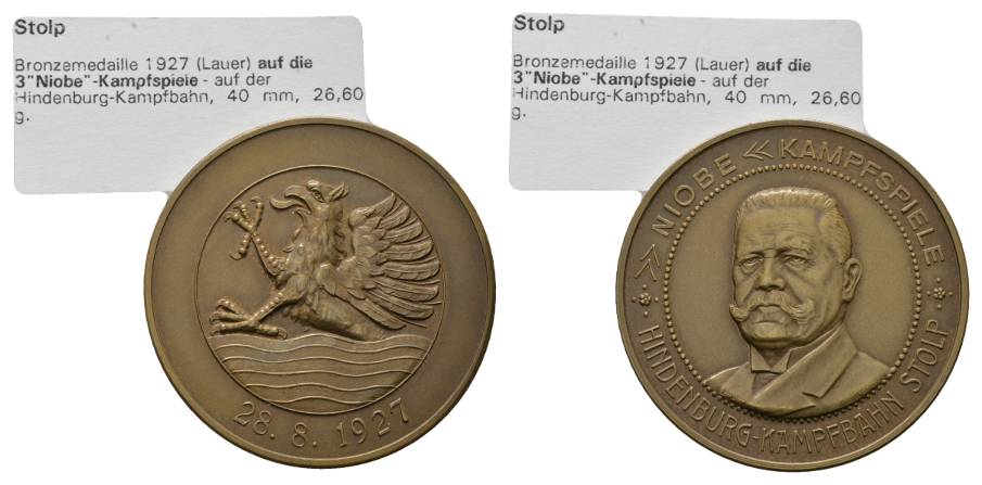  Pommern, Bronzemedaille 1927, 40 mm, 26,60 g   