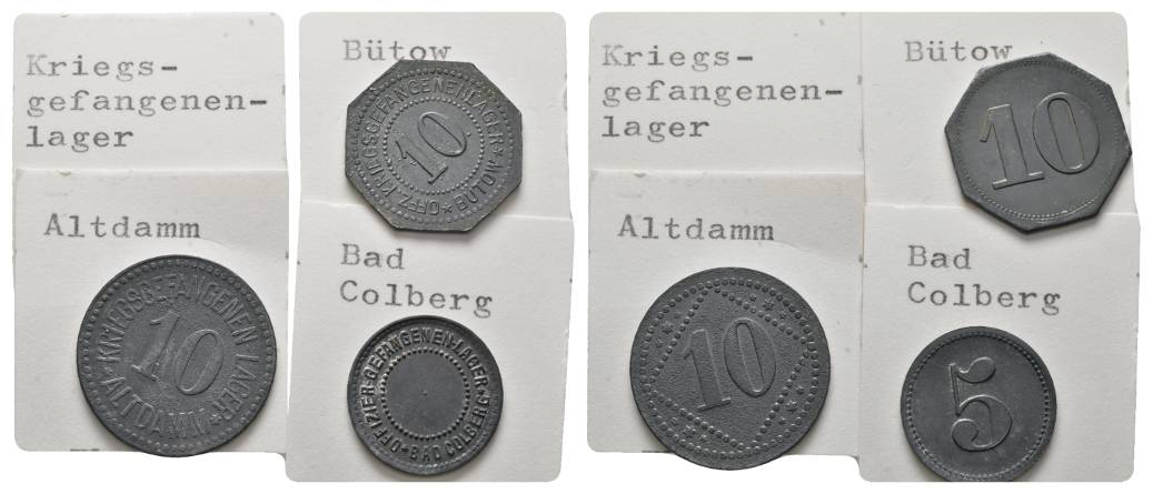  Pommern, Altdamm/Bad Colberg/Bütow, 3 Notmünzen   