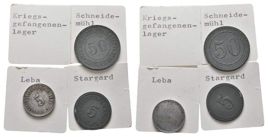  Pommern, Leba/Schneidemühl/Stargard, 3 Notmünzen   
