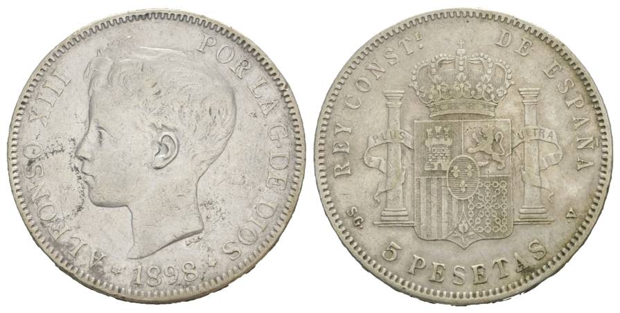  Spanien, 5 Pesetas, 1898   