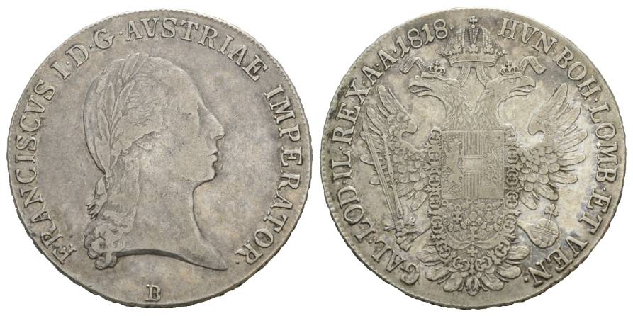  Österreich - Haus Habsburg, Taler 1818; 0,833 AG; 28,0 g   