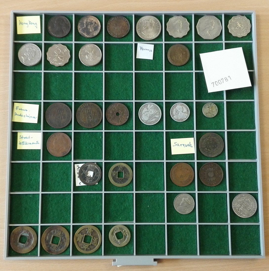  Fernost, 29 Kleinmünzen, ohne Tablett(Originalbilder per Email können angefordert werden!)   