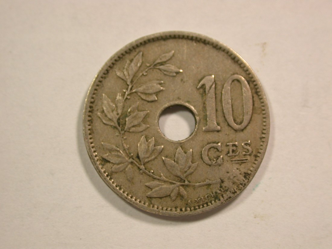 B47 Belgien 10 Centimes 1929 in ss, Druckstellen Originalbilder