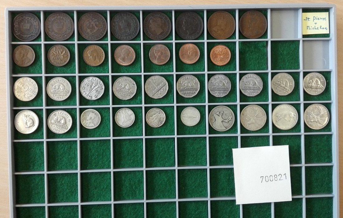  Canada, 35 Kleinmünzen, ohne Tablett (Originalbilder per Email können angefordert werden!)   