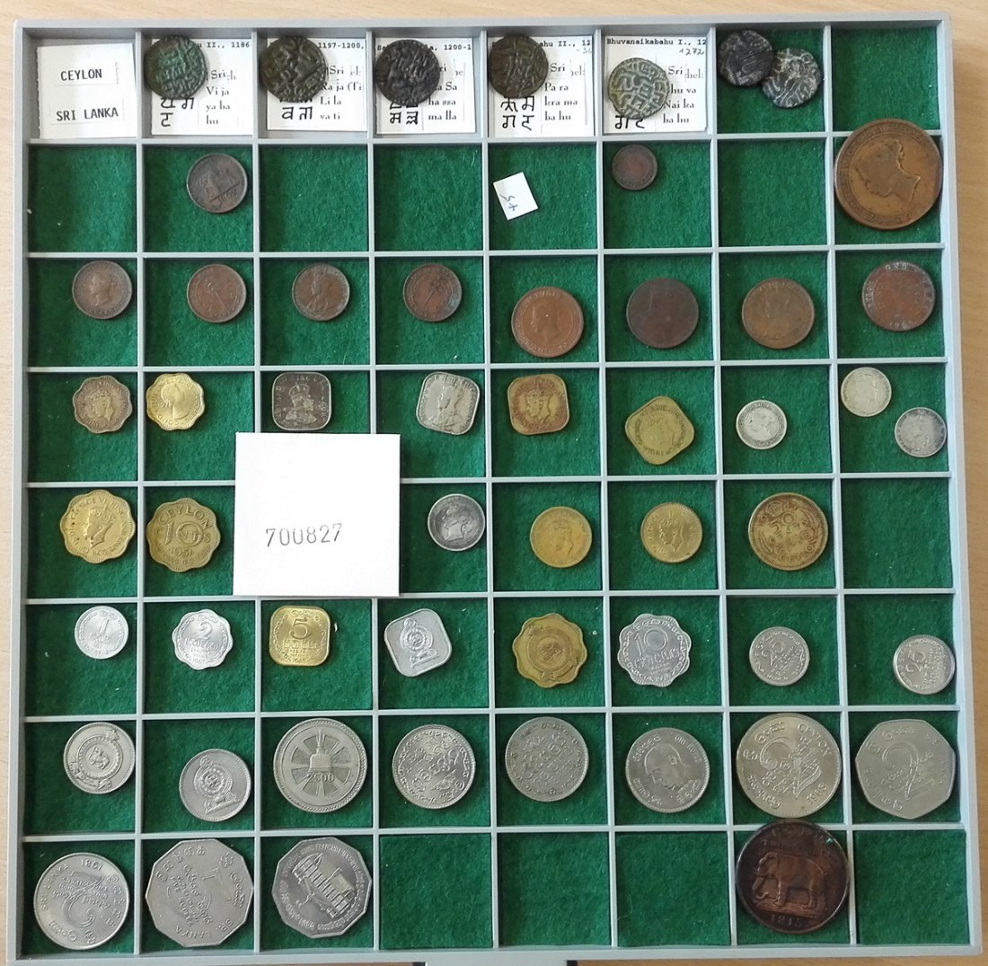  Sri Lanka, 53 Kleinmünzen, ohne Tablett (Originalbilder per Email können angefordert werden!)   