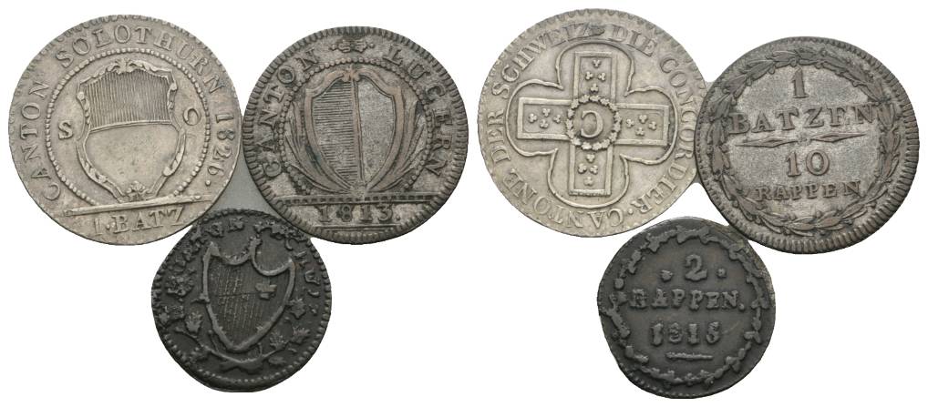  Schweiz, 3 Kleinmünzen   