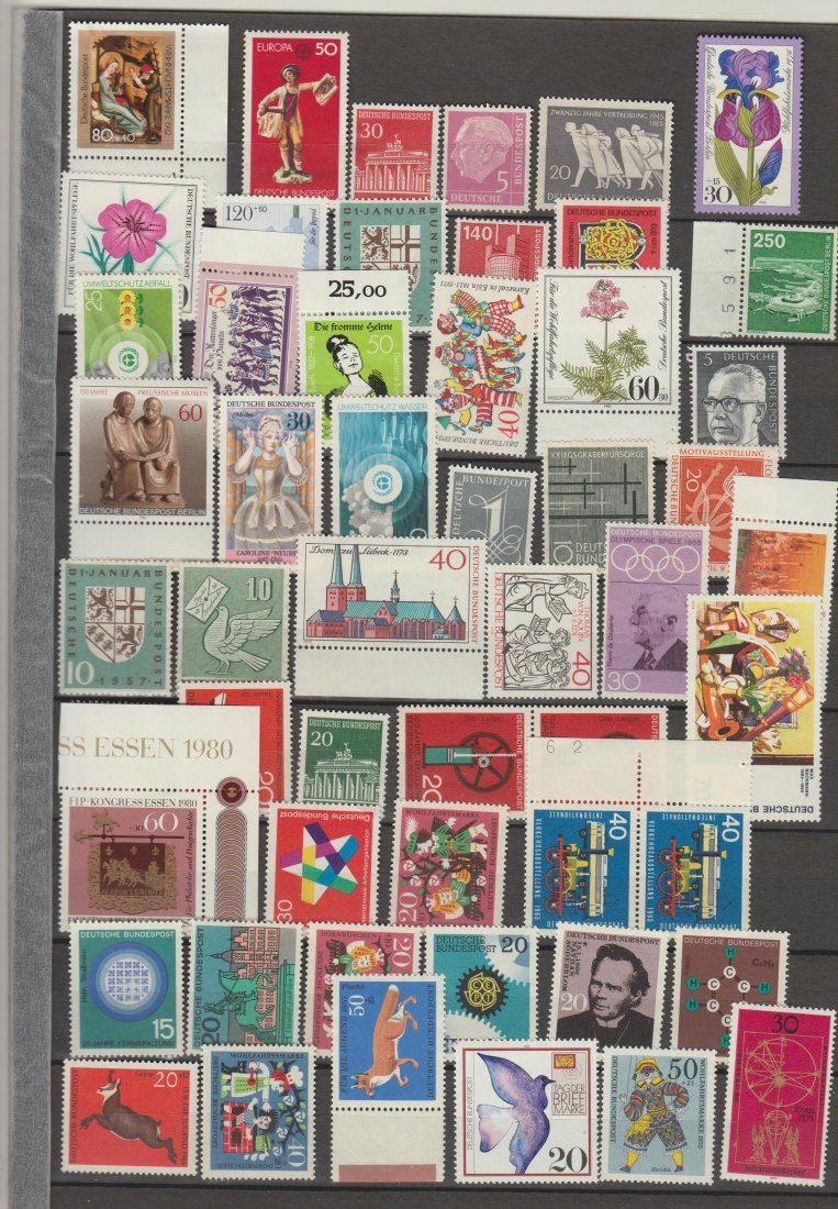  Bundesrepublik-Berlin Briefmarken mit Gummi jedoch 2 te Wahl, Anhaftungen, Falz,etc   