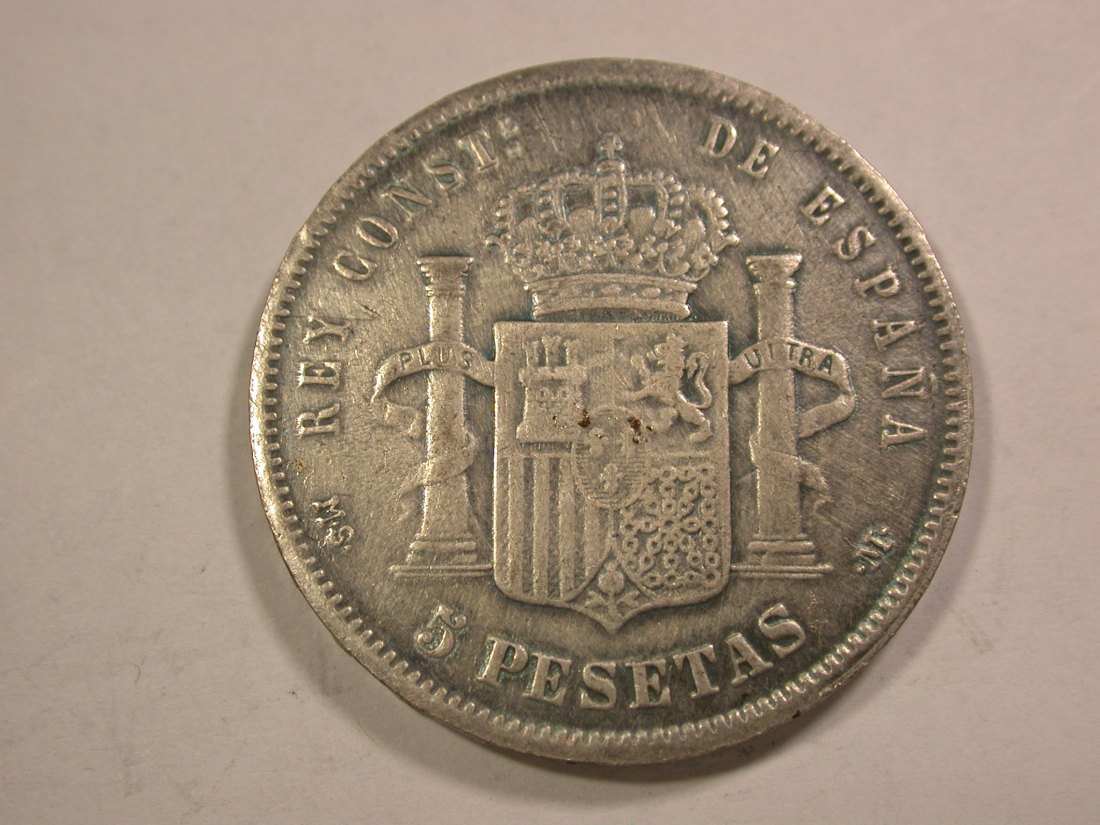  B18 Spanien 5 Pesetas 1881 Kopie 37mm/21 Gr. in sehr schön  Originalbilder   