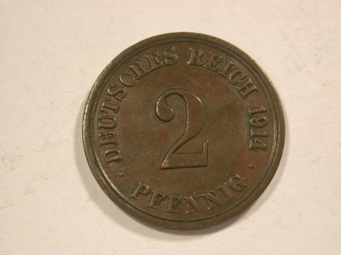 B18 KR 2 Pfennig 1914 A in vz/f.vz Originalbilder