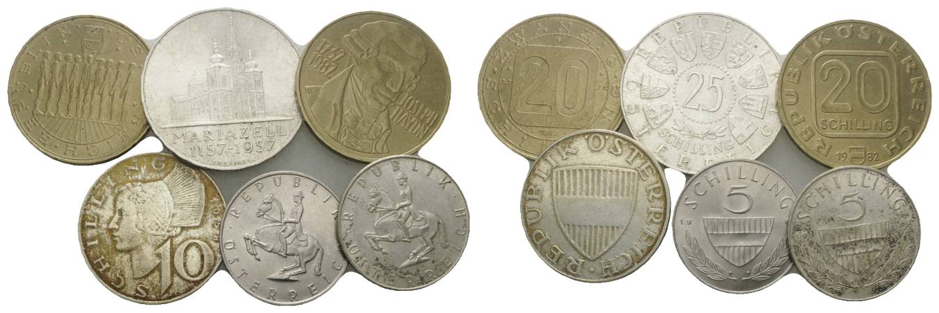  Österreich, 6 Kleinmünzen   