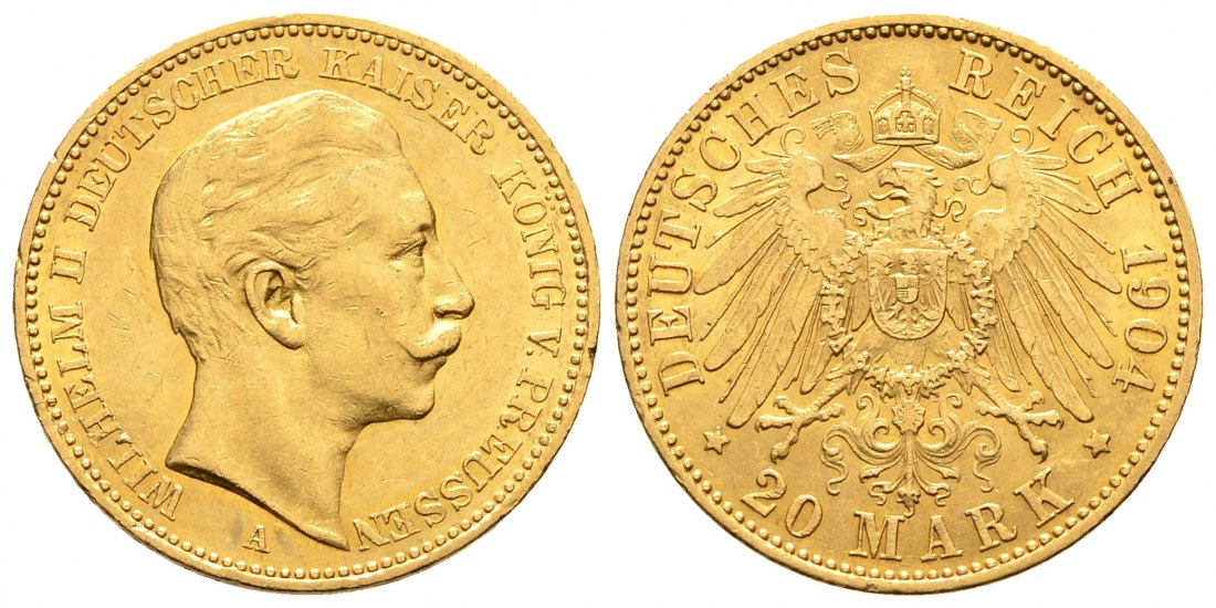 PEUS 8408 Preußen - Kaiserreich 7,16 g Feingold 20 Mark GOLD 1904 A Sehr schön