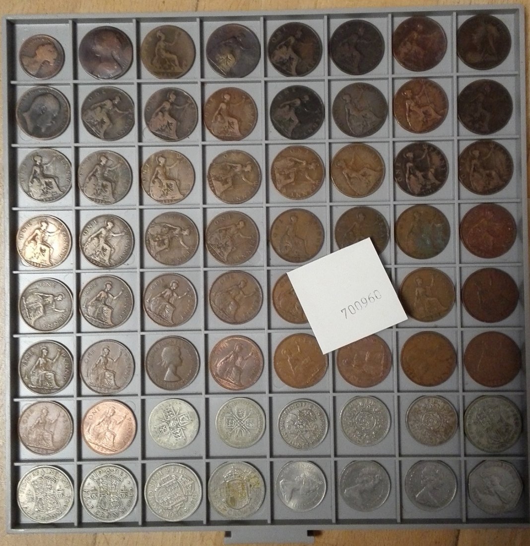  Großbritannien, 64 Kleinmünzen, ohne Tablett (Orig.Bild kann per Email angefordert werden!)   