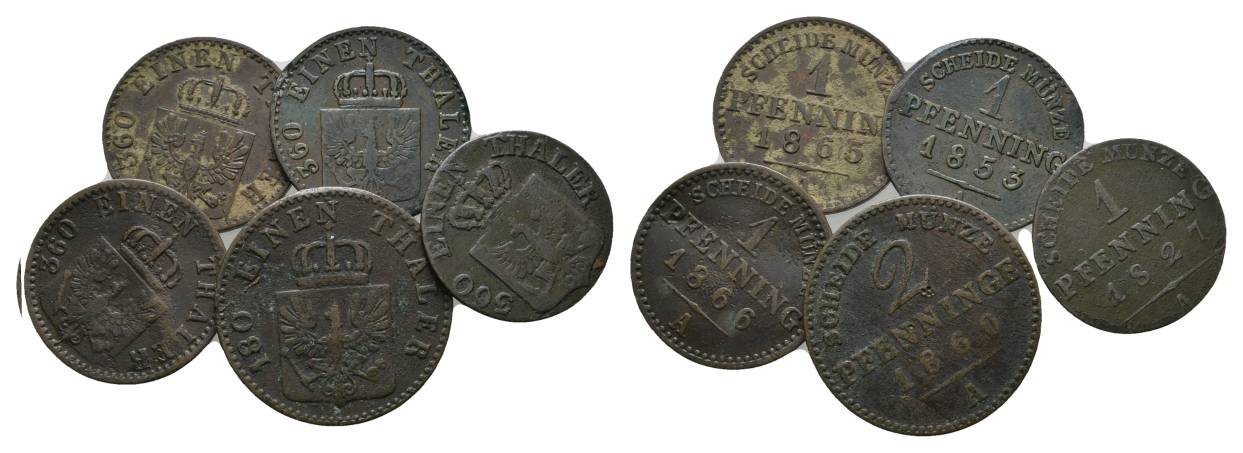  Altdeutschland, 5 Kleinmünzen   