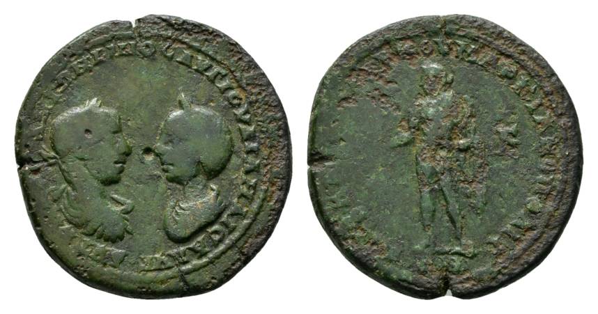  Antike, Rom, Antonius Elagabalus + Julia Maesa, Bronzemünze 14,61 g   