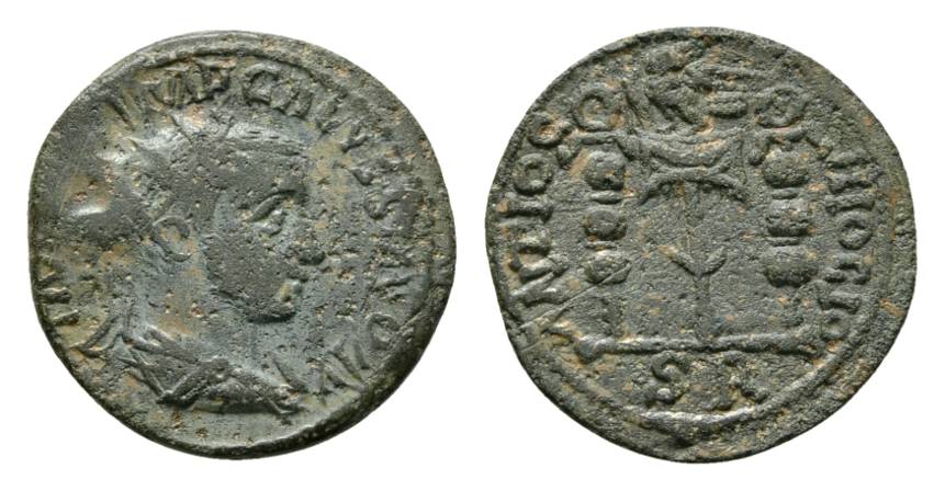  Antike, Antiochia, Volusianus; Bronzemünze 5,97 g   