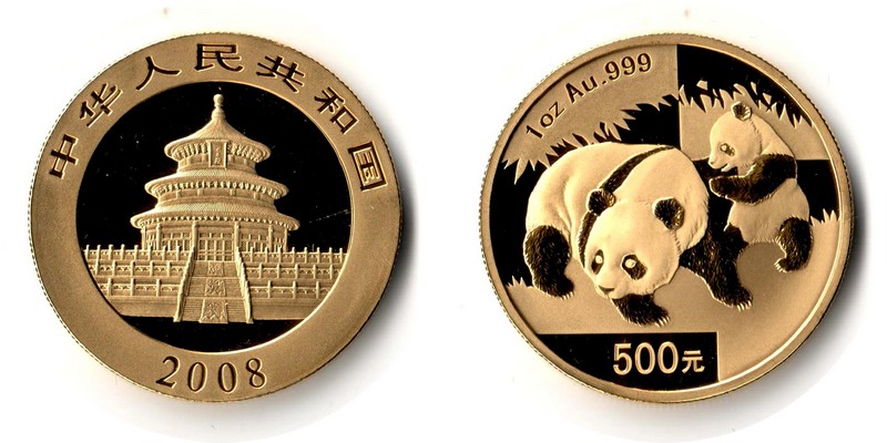 China MM-Frankfurt Feingewicht: 31,1g Gold 500 Yuan 2008 pp