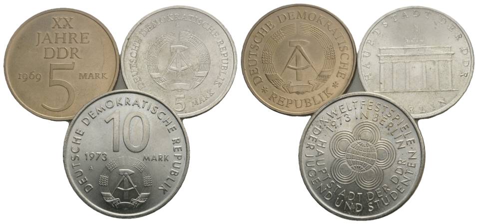  DDR, 3 Münzen   