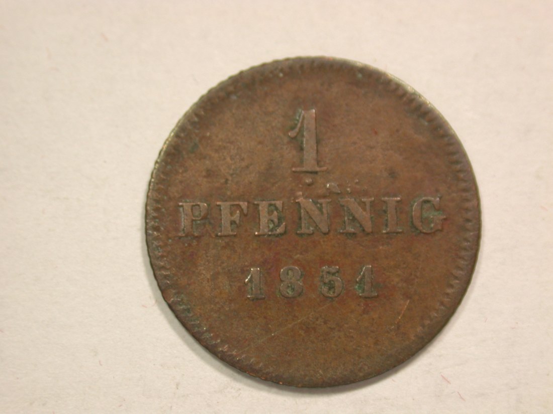 B19 Bayern 1 Pfennig 1851 in f.ss Originalbilder