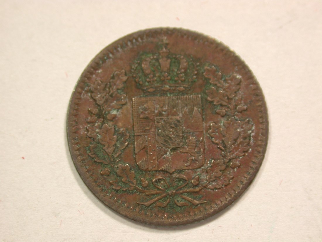  B19 Bayern 1 Pfennig  1851 in f.ss Originalbilder   