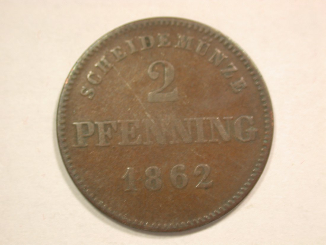  B19 Bayern  2 Pfennig 1862 in ss  Originalbilder   