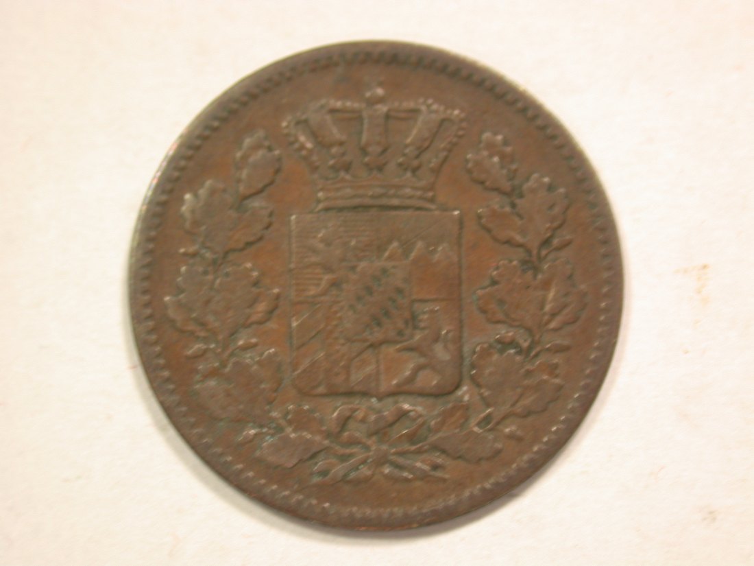  B19 Bayern  2 Pfennig 1862 in ss  Originalbilder   