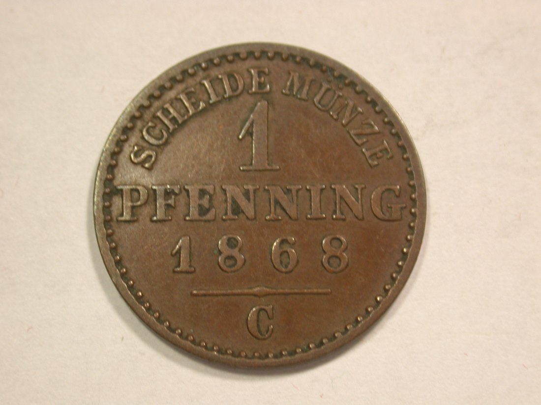 B19 Preussen 1 Pfennig 1868 C in ss+ Originalbilder