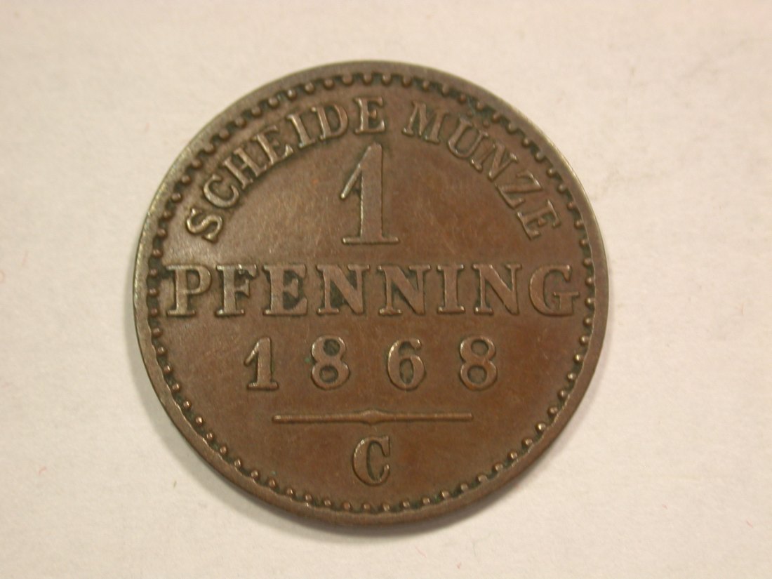  B19 Preussen  1 Pfennig  1868 C in ss+ Originalbilder   