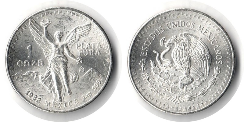 Mexiko  1oz  1982  FM-Frankfurt  Feingewicht: 31,1g  Silber  vorzüglich/sehr schön   