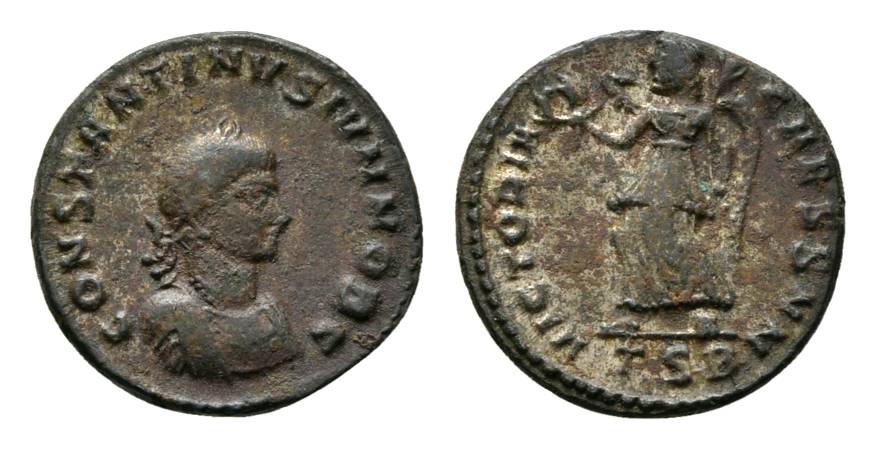  Antike, Constantius II; Bronzemünze 3,12 g   
