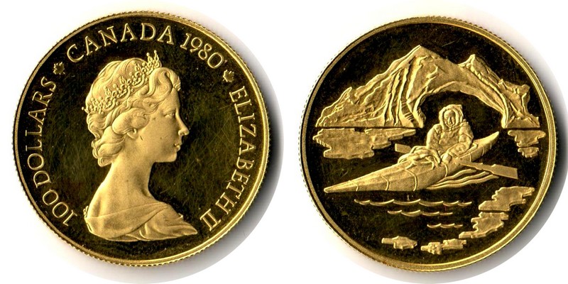 Kanada MM-Frankfurt  Feingewicht: 15,55g Gold 100 Dollars 1980 vorzüglich/ss