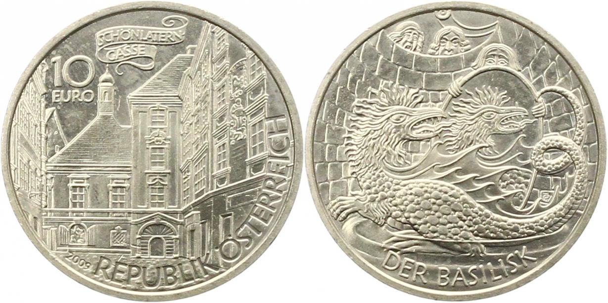  8707  Österreich 10 Euro Silber 2009  Der Baselisk   