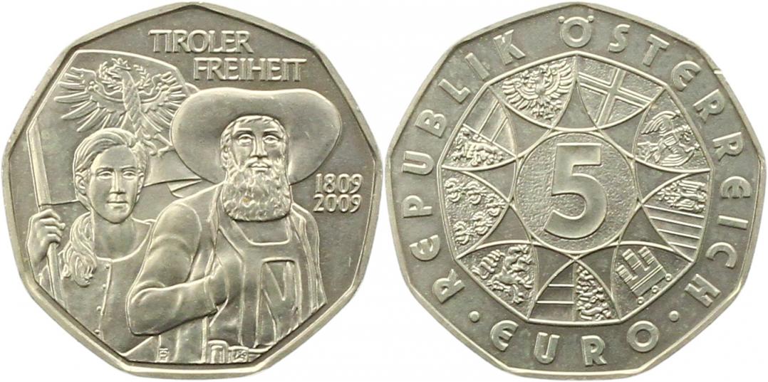  8718  Österreich 5 Euro Silber 2009 Tiroler Freiheit   