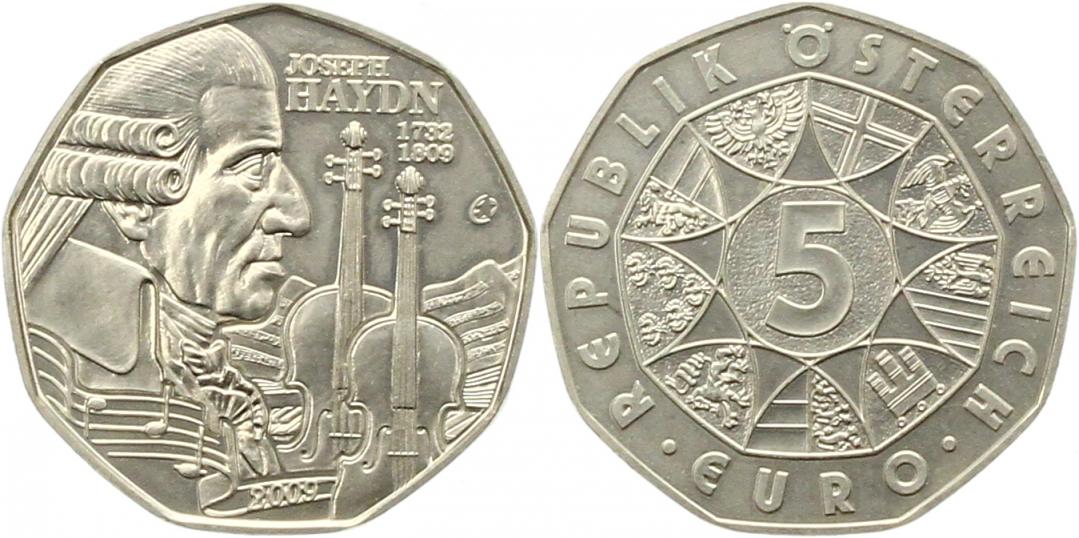  8719  Österreich 5 Euro Silber 2009 Joseph Haydn   