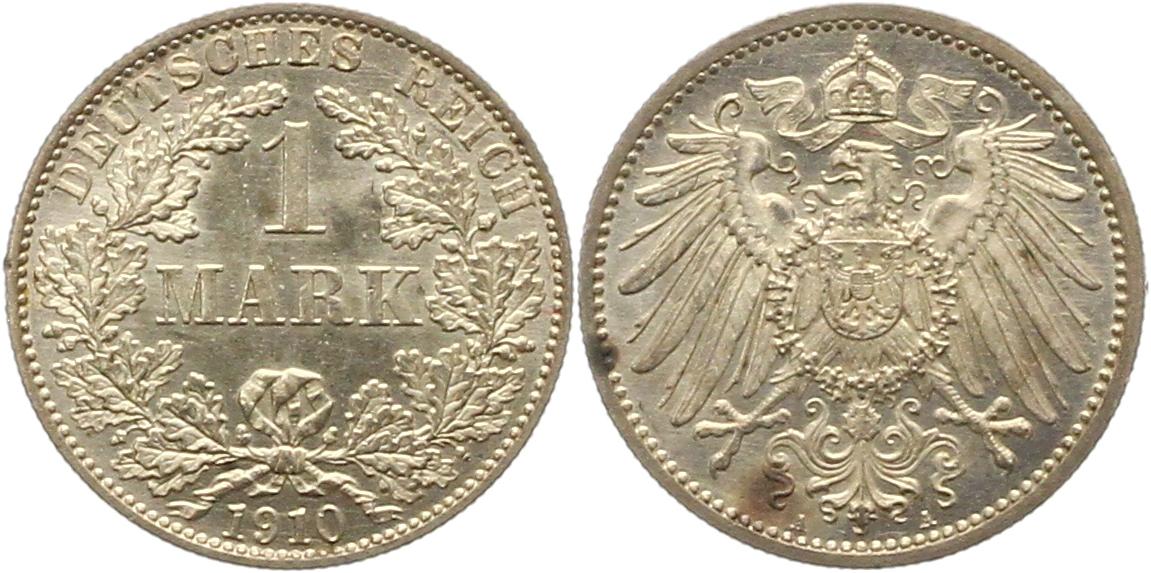  8724 Kaiserreich 1 Mark 1910 A Erhaltung   