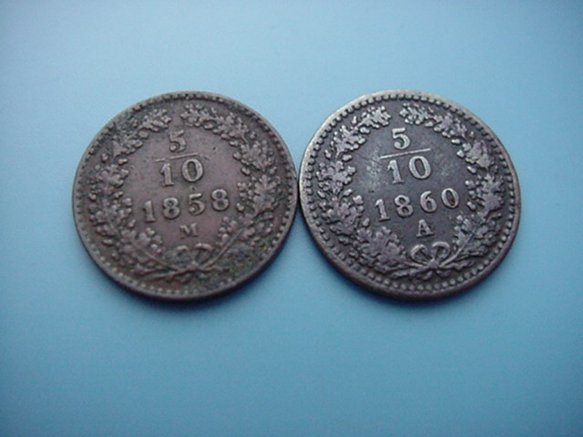 Österreich Franz Joseph I 5/10 Kreuzer 1860 A/1858 M