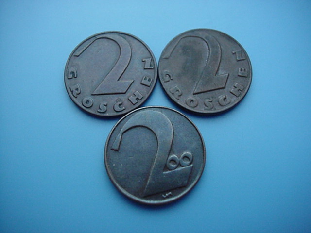 Österreich 1. Republik 2 X 2 Groschen 1926/1935 sowie 200 Kronen 1924