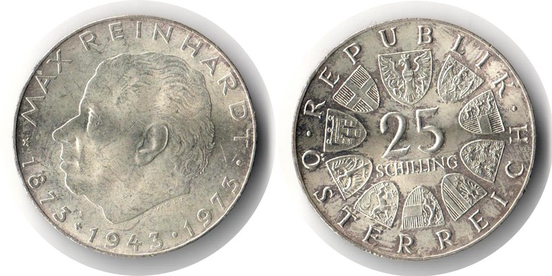  Österreich  25 Schilling 1973  FM-Frankfurt  Feingewicht: 10,4g Silber sehr schön   
